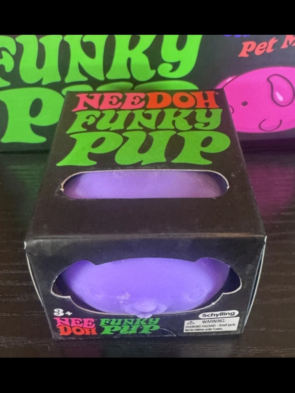Needoh Purple Funky PUP - Squish Me - Pet Me - Pinch Me - Squeeze Me - Schylling